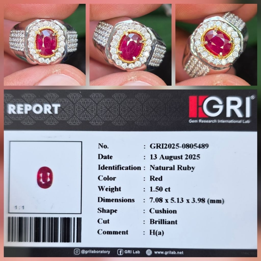 Batu Natural Red Ruby Heat A Memo 1.50 crt
