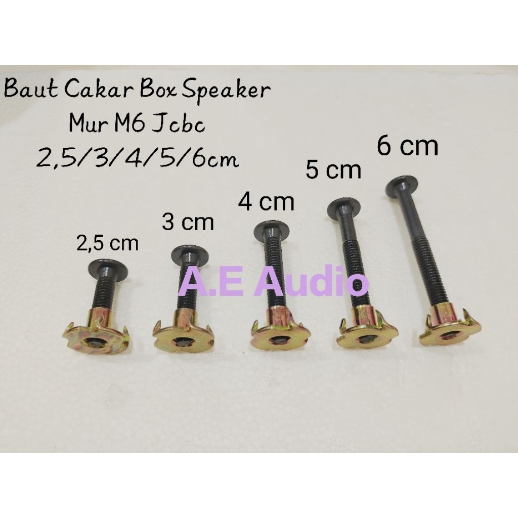 Baut Cakar Baut Speaker Jcbc hitam 2.5/3/4/5/6cm mur cakar m6 sepasang mur dan baut