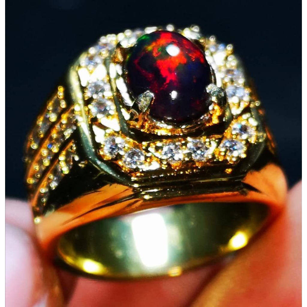 natural wello Black opal ethiopia top jarong siang malam HQ asli original