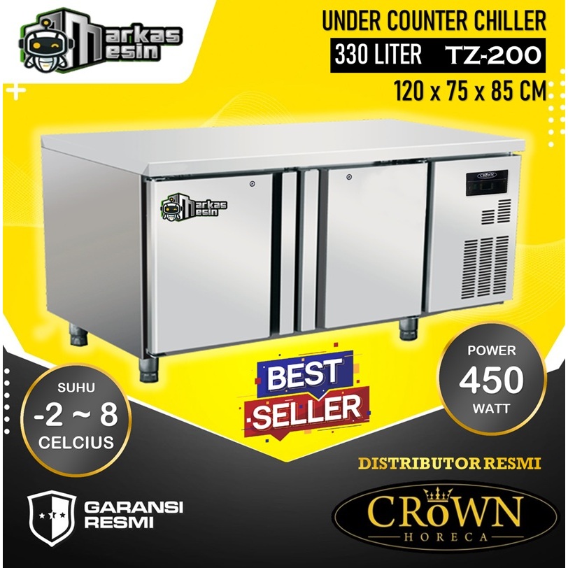 CROWN HORECA Under Counter Chiller TZ200 TZ300 TB150 Meja Pendingin 2 Pintu