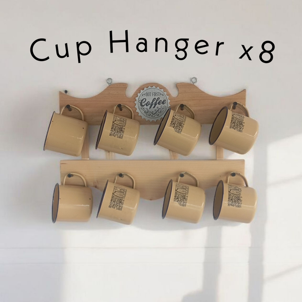 Gantungan x8 gelas mug hanger kayu rak holder kaitan dinding tempat gelas cangkir cup aksesoris dapu