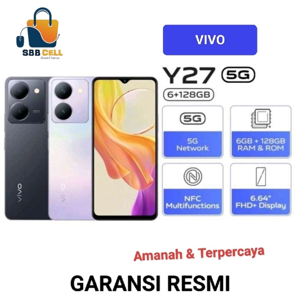 HP VIVO Y27 5G 6/128 GB - VIVO Y 27 5G RAM 6GB ROM 128GB GARANSI RESMI VIVO