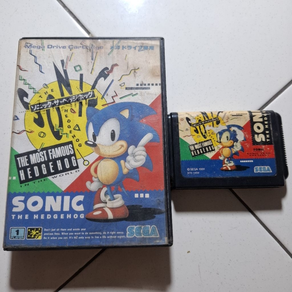 Kaset Sega Dengan Box Sonic The Hedgehog Original