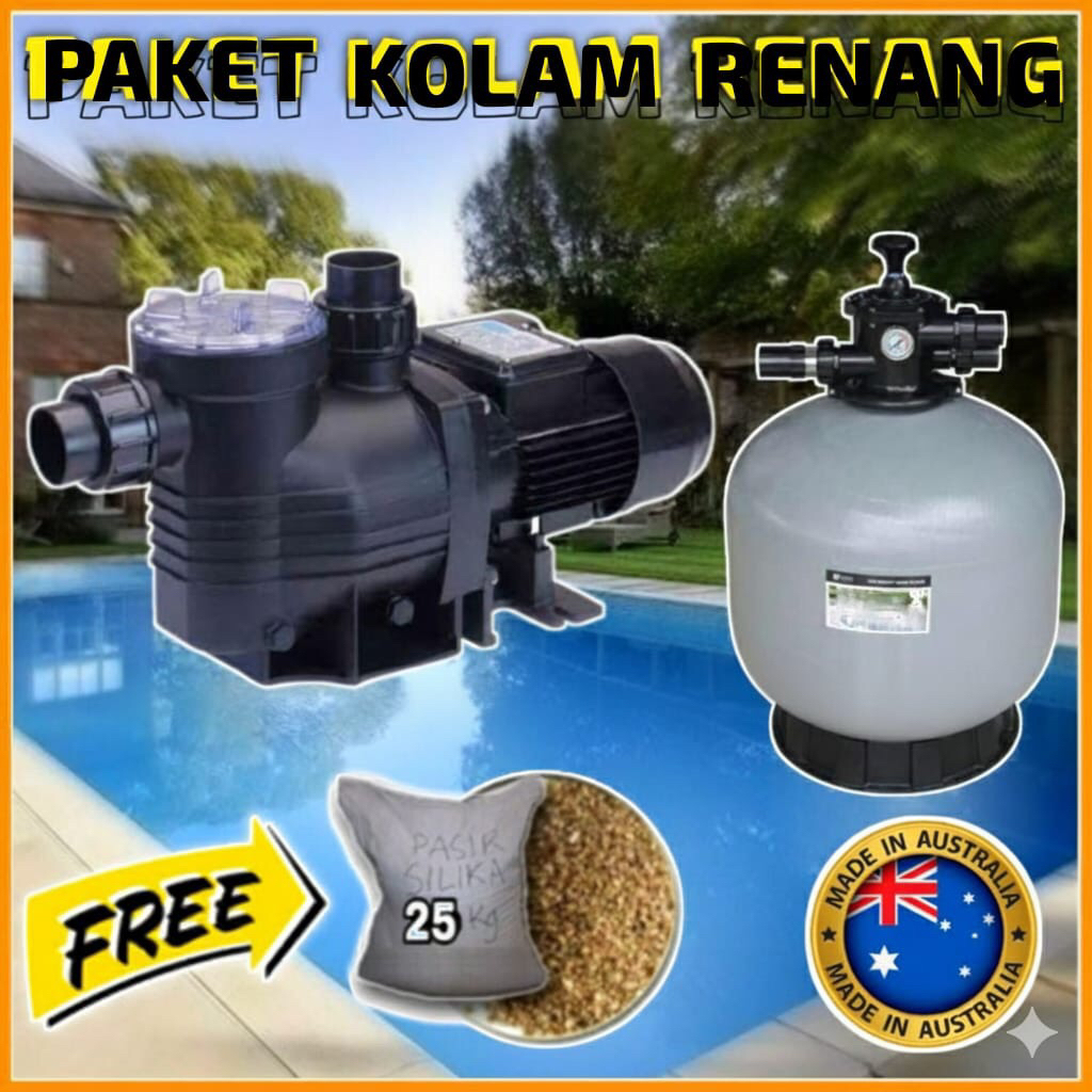 Paket Pompa Air Kolam Renang Waterco 3/4HP Sand Filter Emaux V500