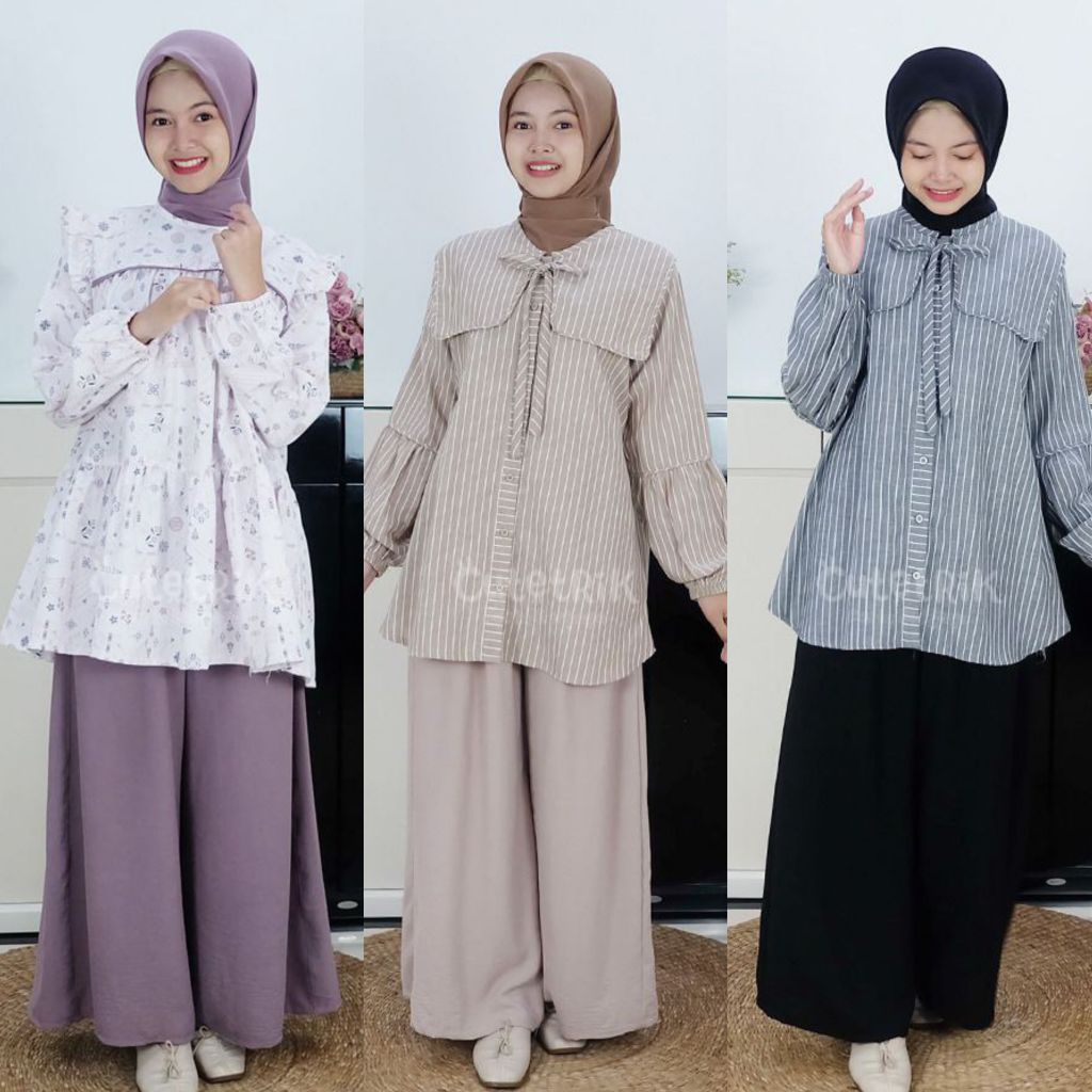 vii KOREAN STYLE  setelan celana kulot tunik anak perempuan tanggung
