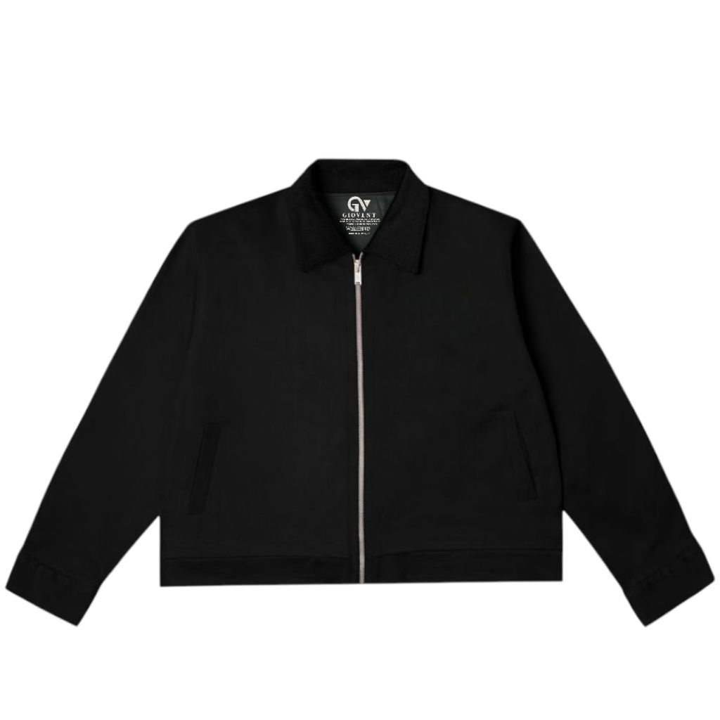 Giovent Work Jaket Boxy Casual Unisex Black "PolosHitam"