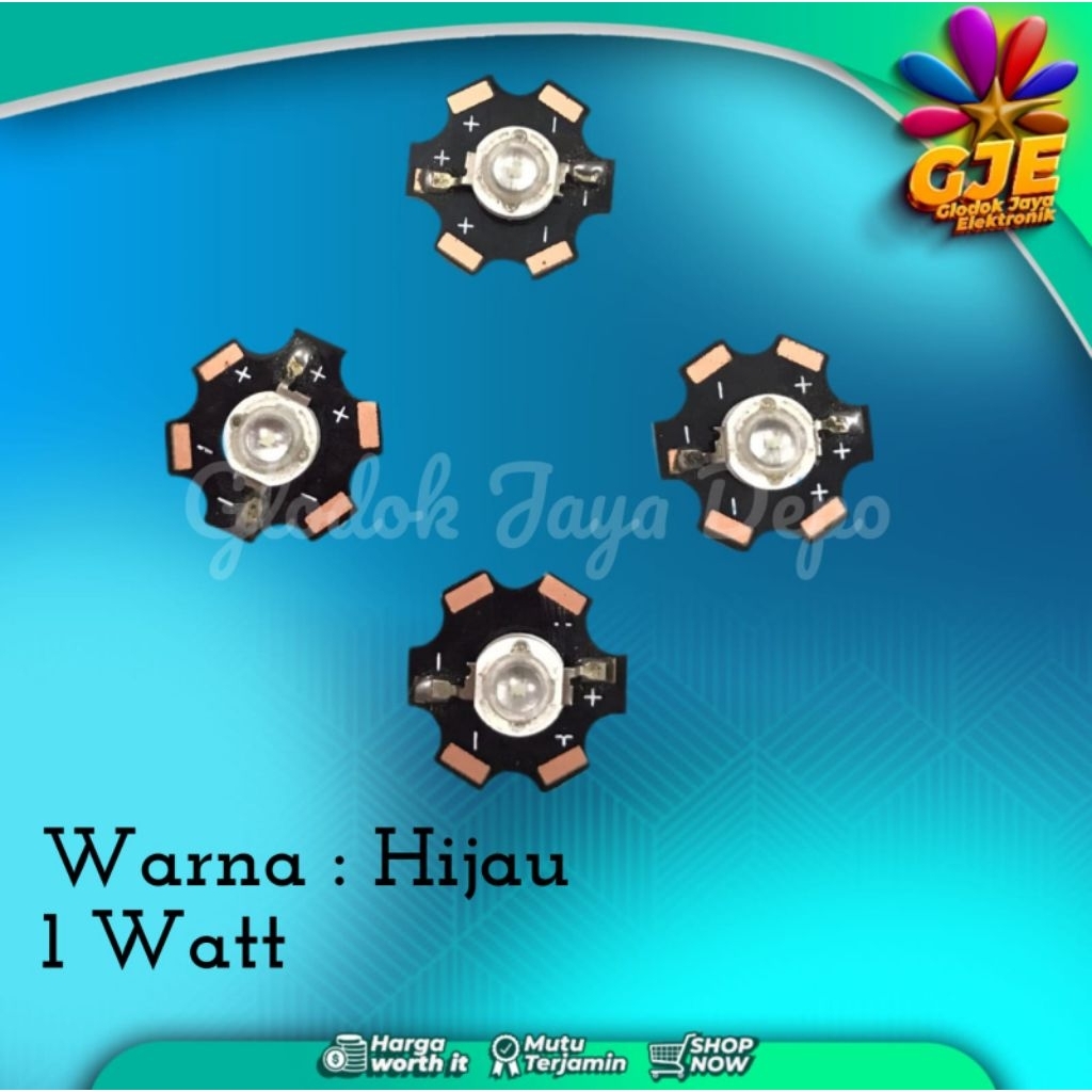 LED HPL HIJAU 1 WATT + HEATSINK