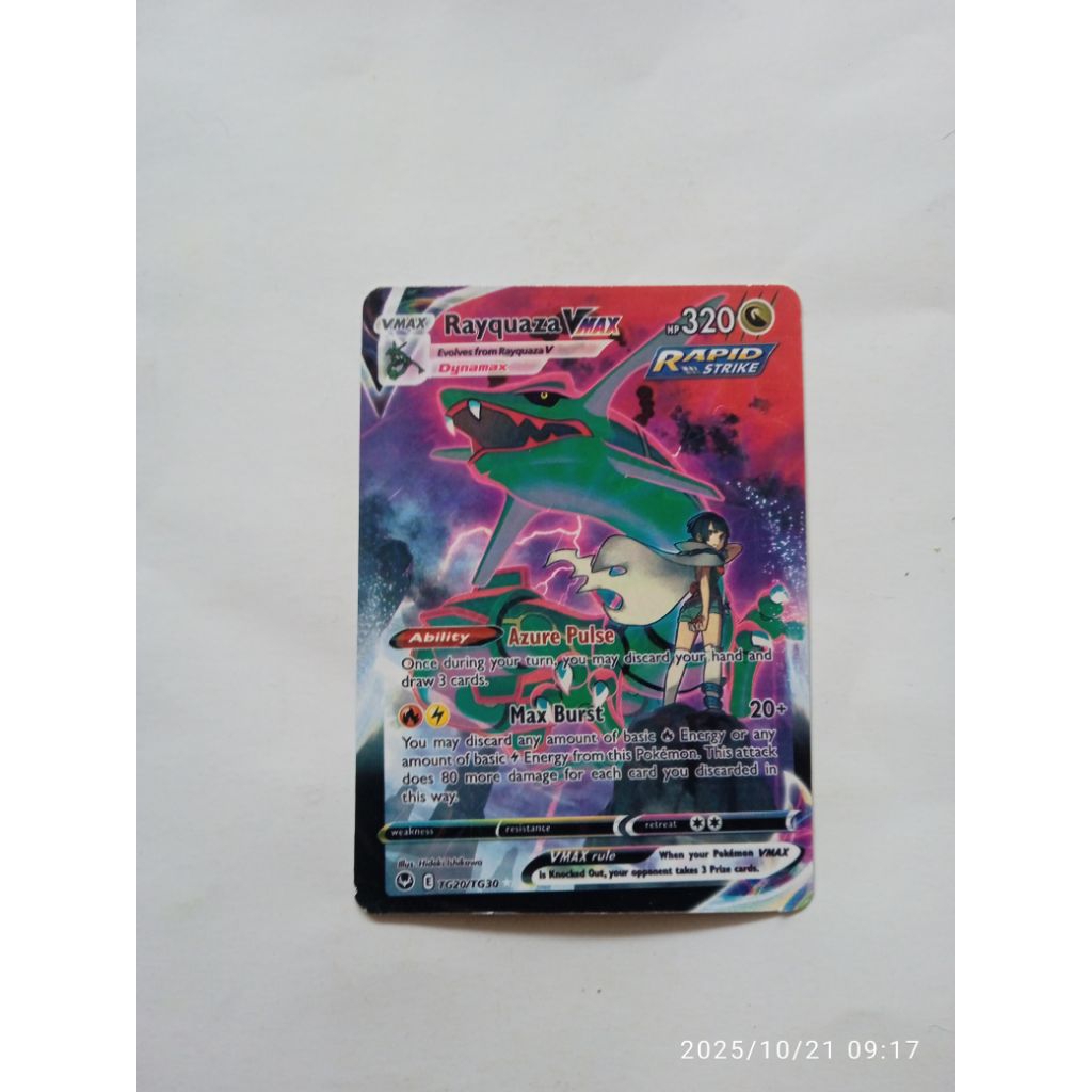 kartu rayquaza pokemon hologrM v mac