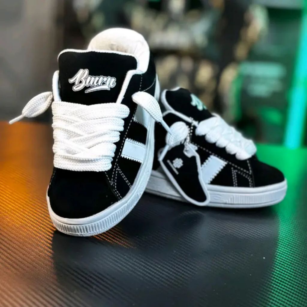 Sepatu Pria Wanita Warna Hitam Terbaru Sneakers Casual Laki Laki Perempuan Tali Gemuk Busa Tebal Bla