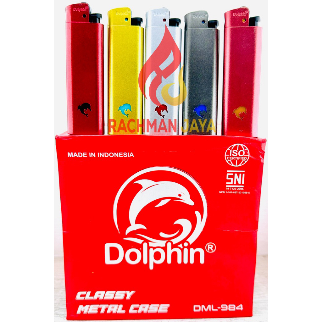 Korek roda mirip cricket body besi Dolphin 984 metal case (isi 50 pcs)