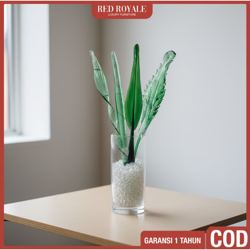 daun kristal bunga dekorasi hiasan vas bunga pajangan aksesoris ruang tamu meja