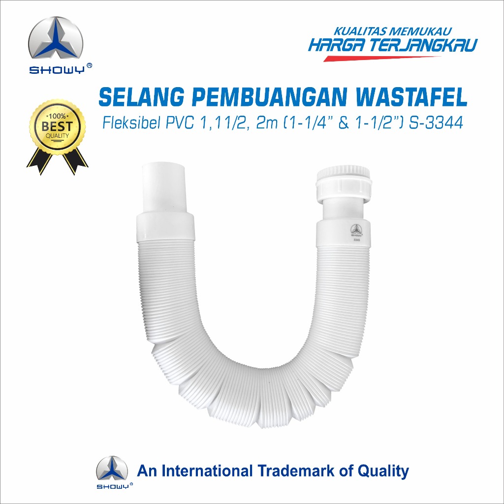 SHOWY Selang Pembuangan Wastafel Fleksibel PVC 1m, 1,5m , 2m (1-1/4” & 1-1/2”) S-3344