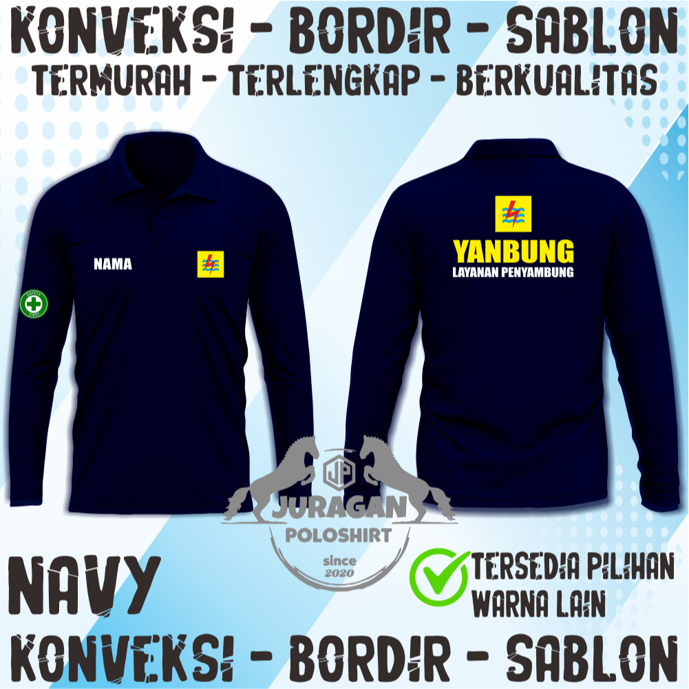 KAOS KERAH  PLN YANBUNG LAYANAN PENYAMBUNG  SERAGAM PLN -KAOS KERAH PLN YANBUNG-CUSTOM SERAGAM PLN