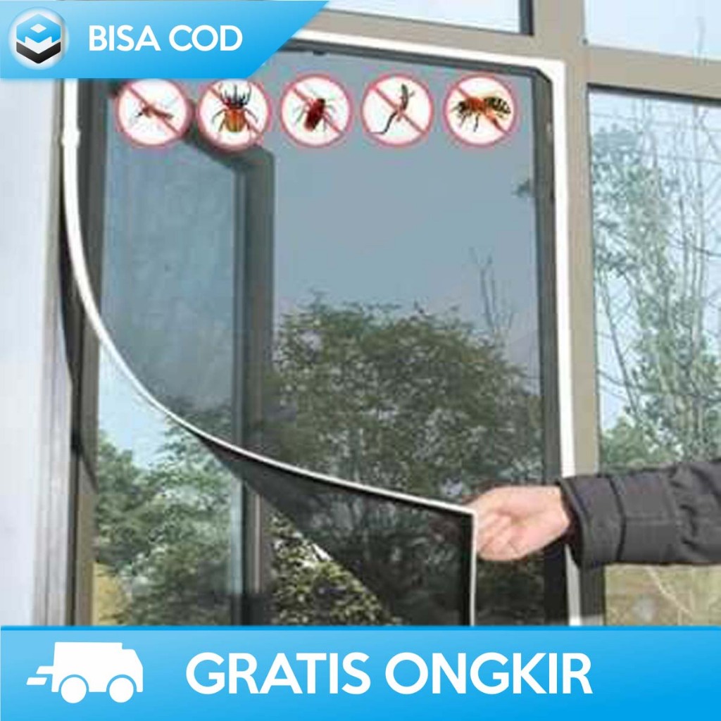 PENUTUP JENDELA JARING NYAMUK KAMAR RUMAH RUANGAN NET HOUSE - Black - L