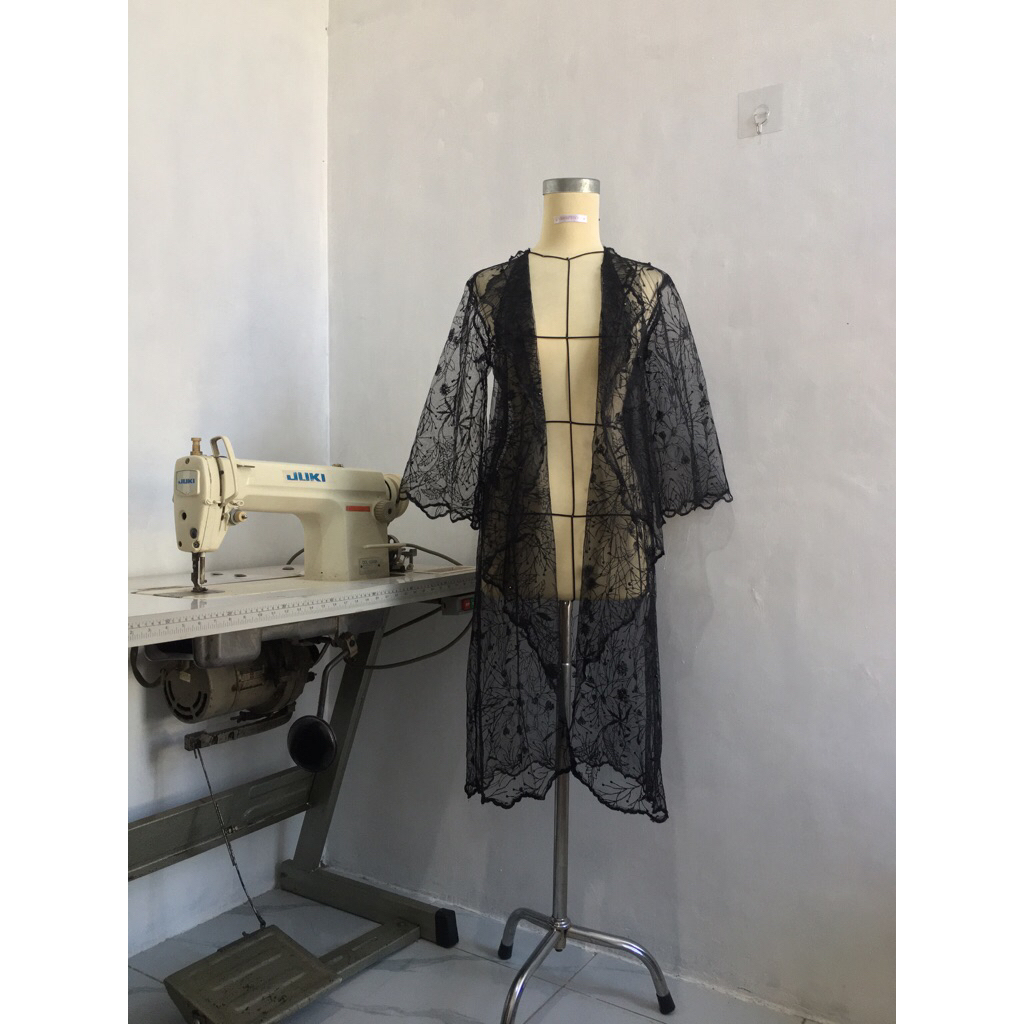 atasan/outer wanita bahan tile warna hitam (wajib baca deskripsi)