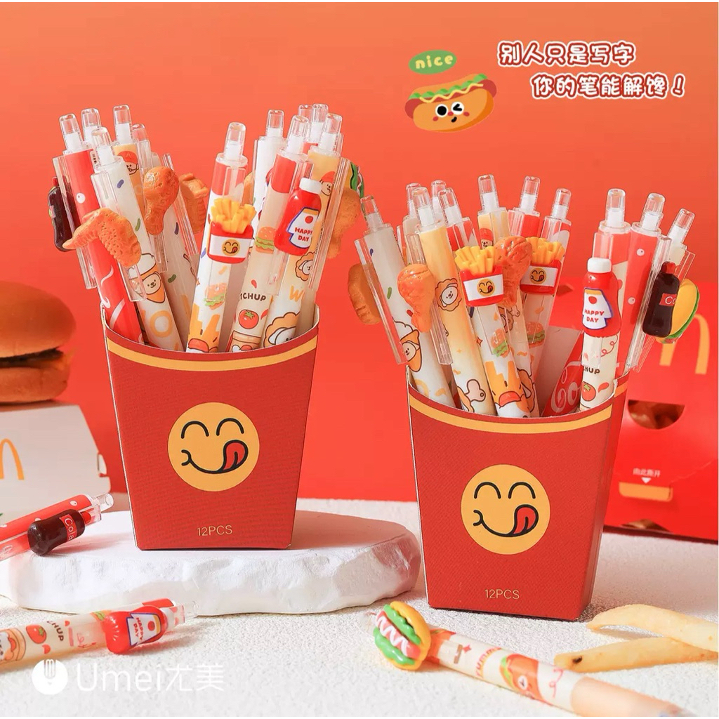 Pulpen motif junkfood umei akrilik | pen lucu | pen aesthetic | bolpen umei