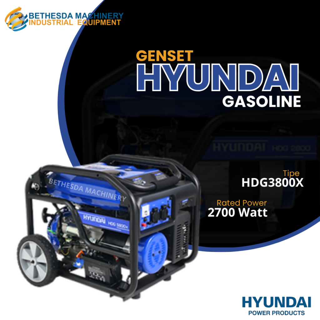 Genset Portable 2700 Watt Hyundai Open HDG 3800 X