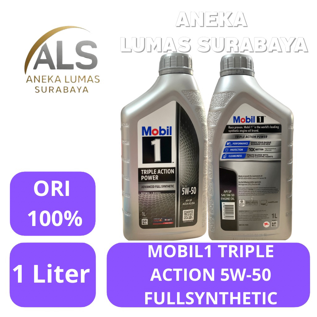 Mobil1 Triple Action Power 5W-50 Fullsynthetic 1L /  Oli Mesin Mobil 1 SAE 5W-50