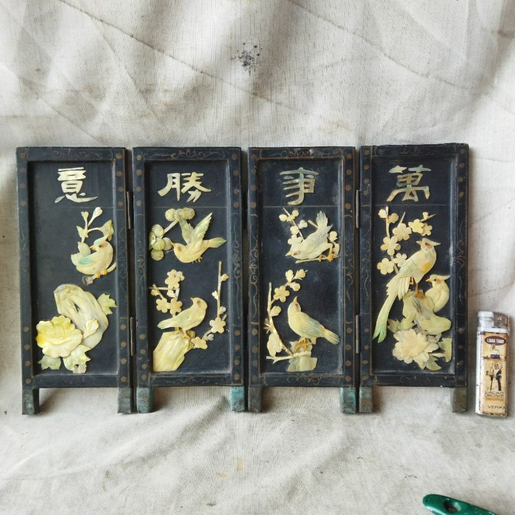 Pajangan Vintage Miniatur Sketsel Oriental Burung bahan Kerang