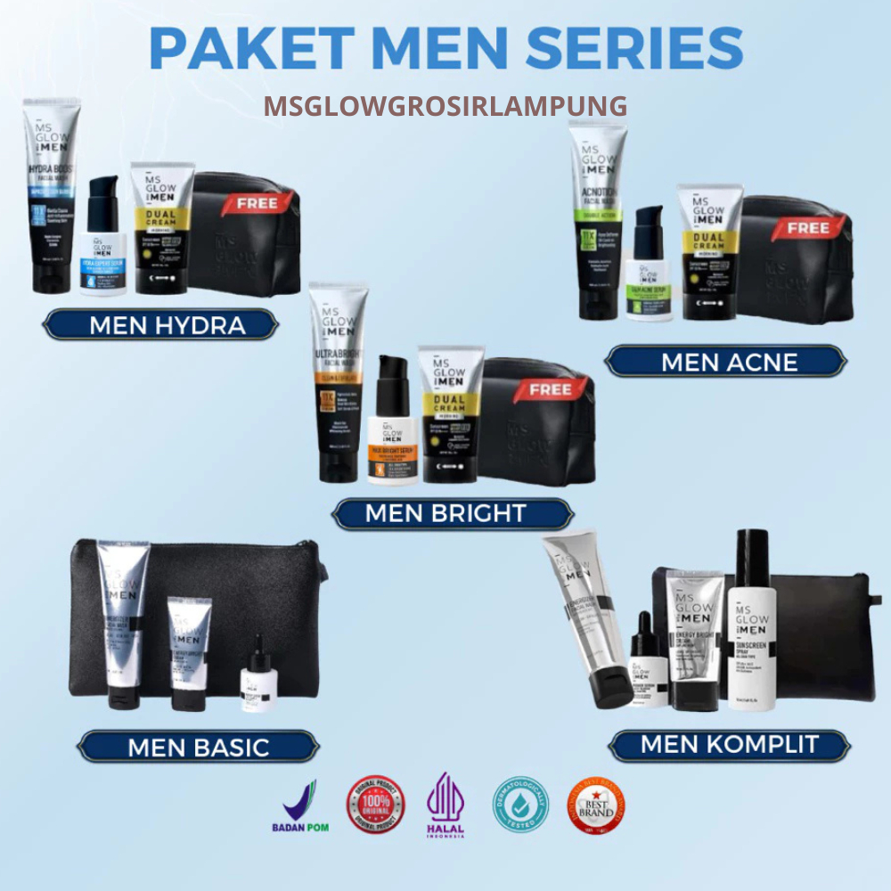 MS GLOW FOR MEN | PAKET WAJAH |MEMBERSIHKAN MENCERAHKAN MENGHALUSKAN
