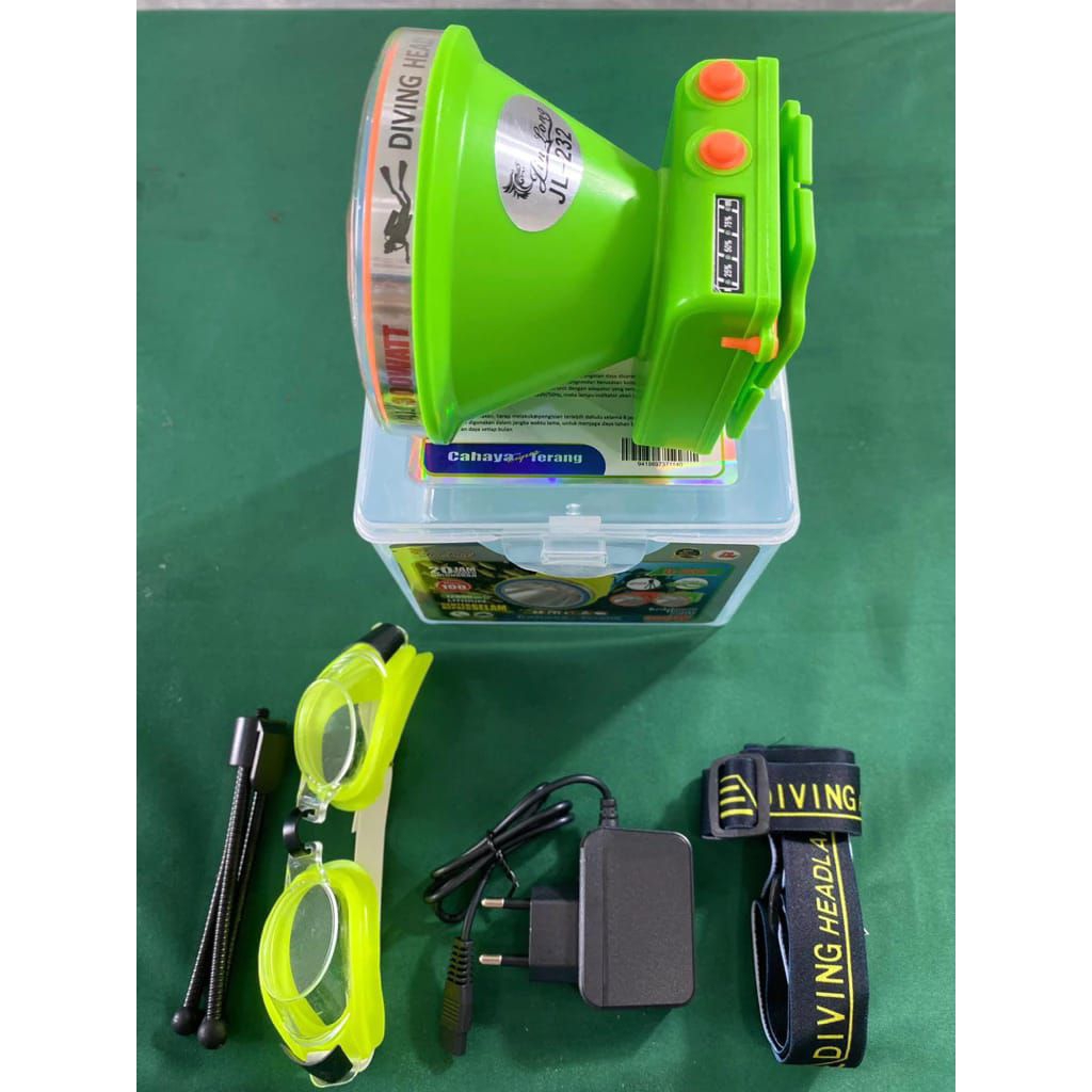 Senter kepala selam jinlong jl 232 300watt cahaya PUTIH super terang/senter kepala selam besar/sente