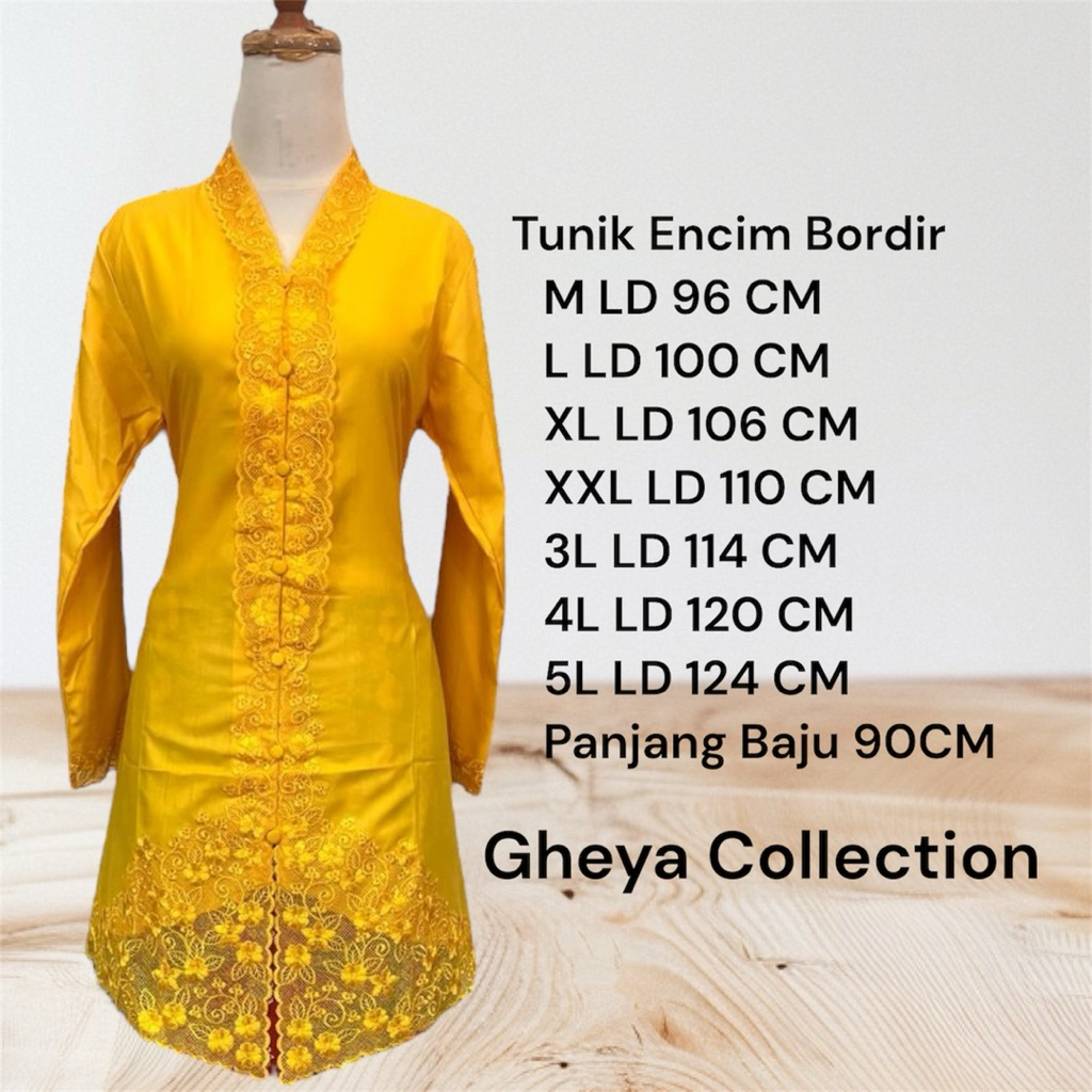 kebaya tunik encim bordir polos senada katun toyobo lengan panjang//kebaya wanita acara formal