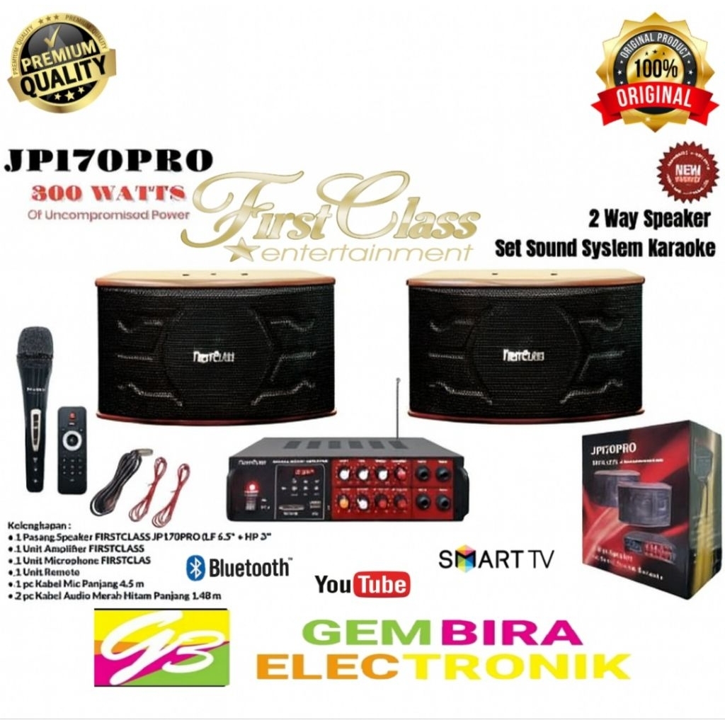 Sound System Karaoke Rumahan FIRSTCLASS JP170PRO 300W + Mic & Amplifier