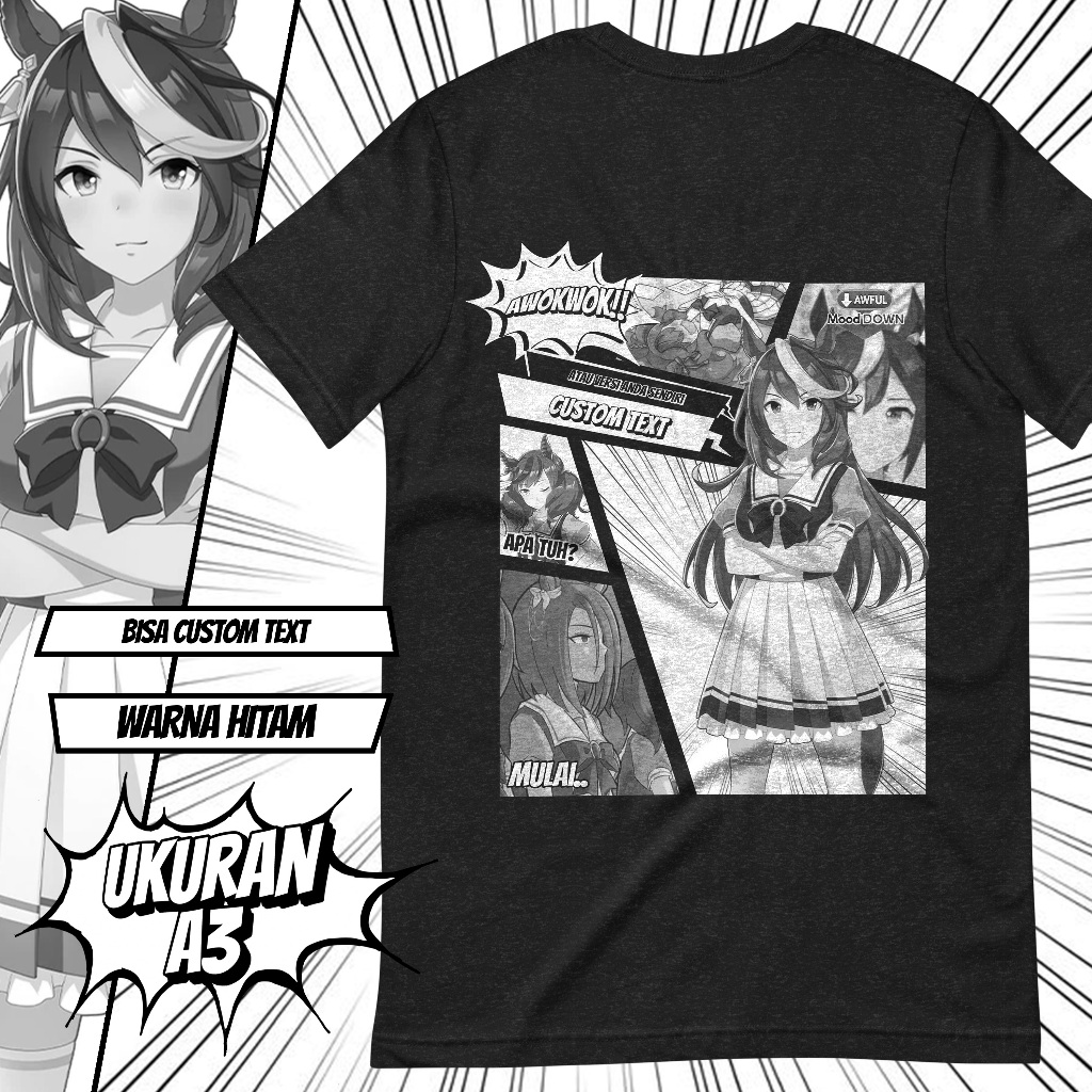 [SWA] Kaos T-shirt Anime Game Uma Musume || Symboli Rudolf | Bisa Kustom Teks