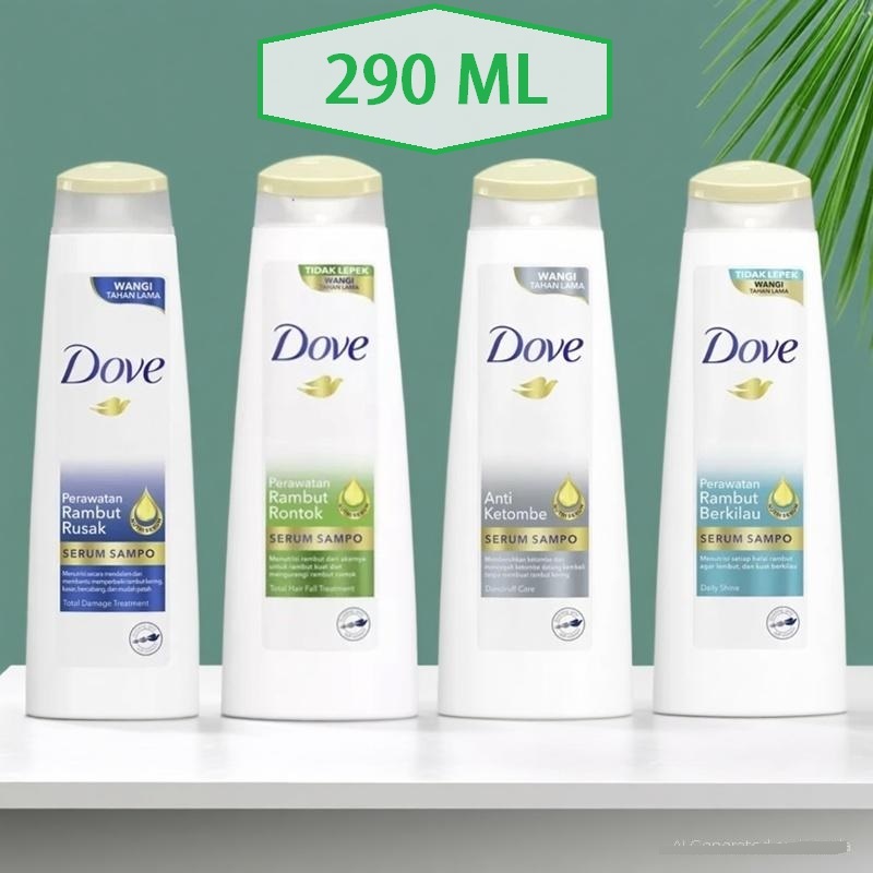 DOVE Serum Sampo Shampo Shampoo 290 ml Rambut Berkilau Rusak Rontok Ketombe