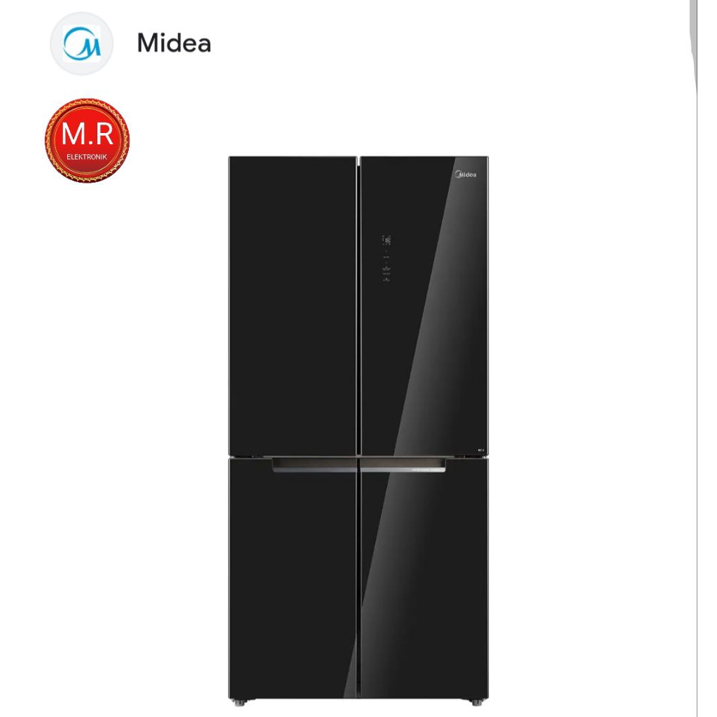 KULKAS 4 PINTU MIDEA BLACK GLASS MDRF632FIF22ID GARANSI RESMI 12 TAHUN