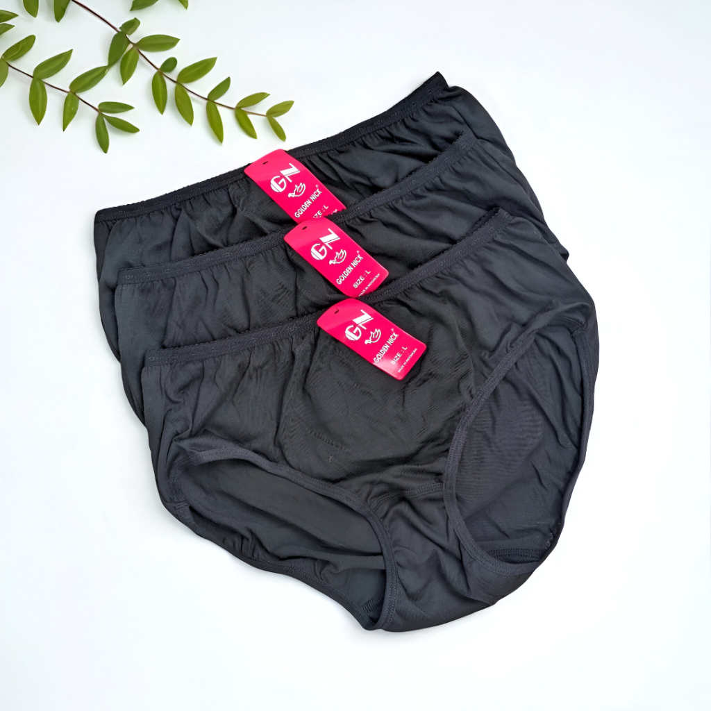 ( 6 Pcs ) Celana Dalam Wanita Merk Golden Nick Celana Dalam Wanita Polos Khusus Warna Hitam Cutting 