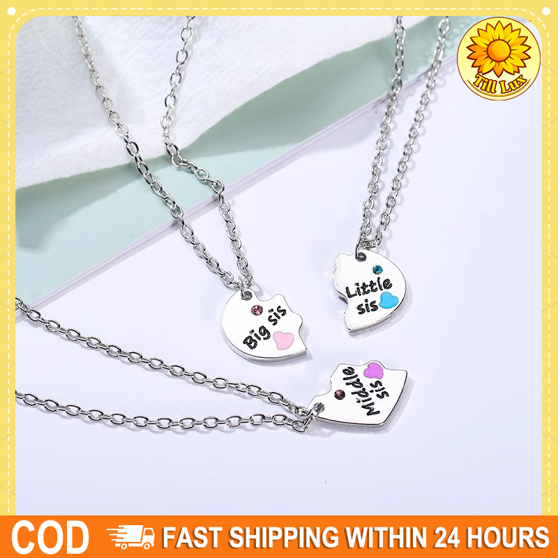 Kalung Sahabat 3 Orang Best Friend Forever Set Bentuk Hati Penyambungan Simbol Persahabatan Wanita