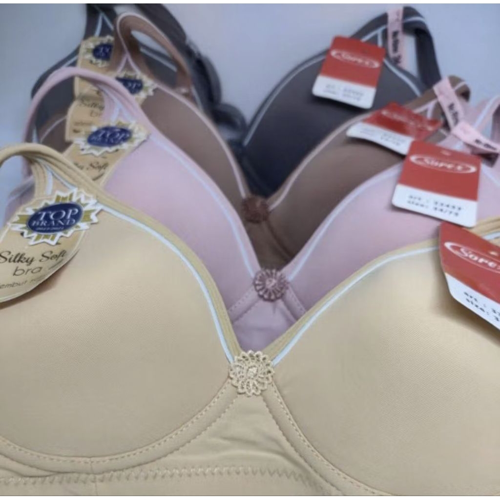 Bra Sorex 33433 Bra Tanpa Kawat Busa Tipis Cup A-B Kait 2 Tali Tidak Bisa Lepas