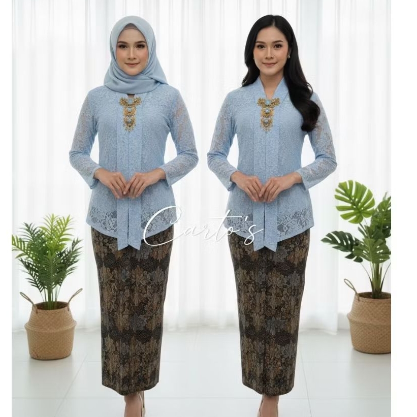 Setelan Kebaya Kartini Brokat Elegan – Kebaya Modern Hijab & Non Hijab Terbaru 2025