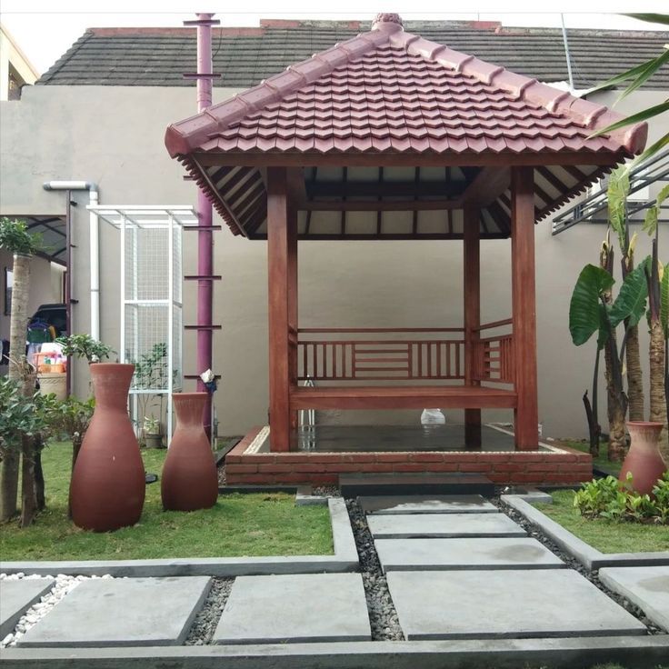 gazebo taman kayu mahoni | gazebo kayu minimalis  | saung gazebo kayu minimalis
