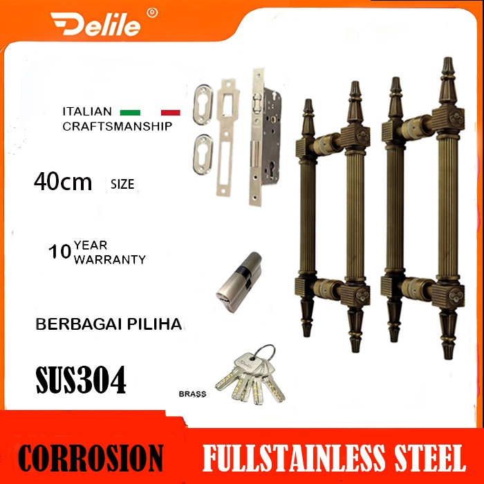 Gagang Pintu Rumah/ Full Handle Set/ Pegangan Pintu 2 Rumah/ Tarikan Pintu Stainless Steel