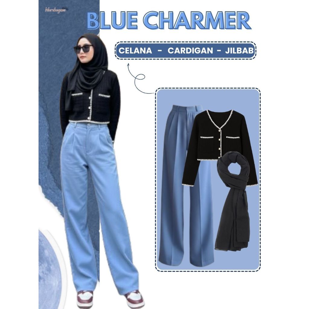 OOTD Wanita Kekinian Remaja Hijab | Loose Pants + Sweater Rajut + Pashmina | Baju Remaja Kekinian