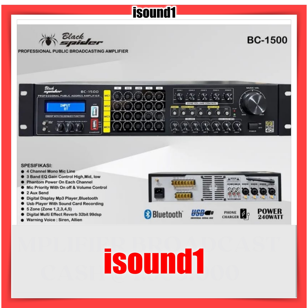 PROFESSIONAL PUBLIC BROADCASTING AMPLIFIER BLACK SPIDER BC 1500 BLACKSPIDER BC1500 ORIGINAL