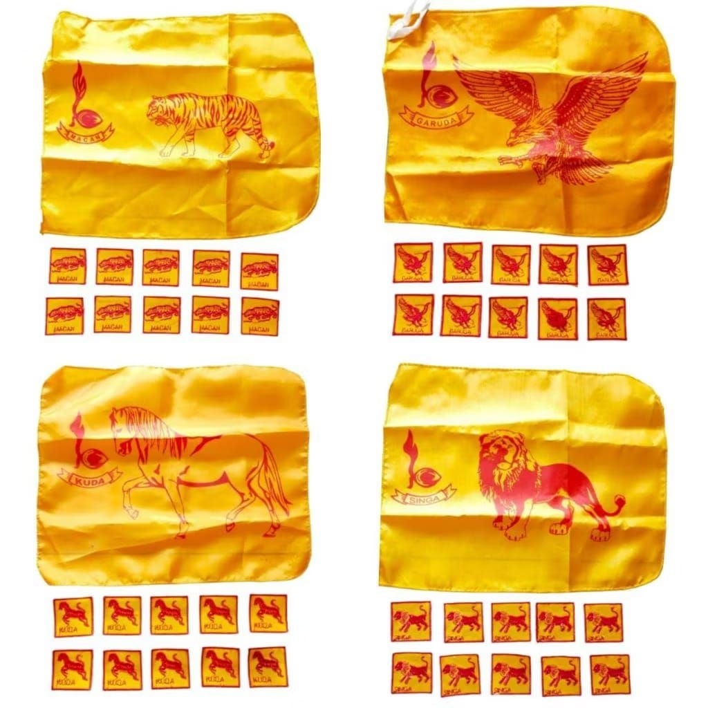 ( 1 Paket = 1 Bendera Regu + 10 Bet Regu ) REGU PRAMUKA KUNING Nama2 Nama Hewan untuk PUTRA