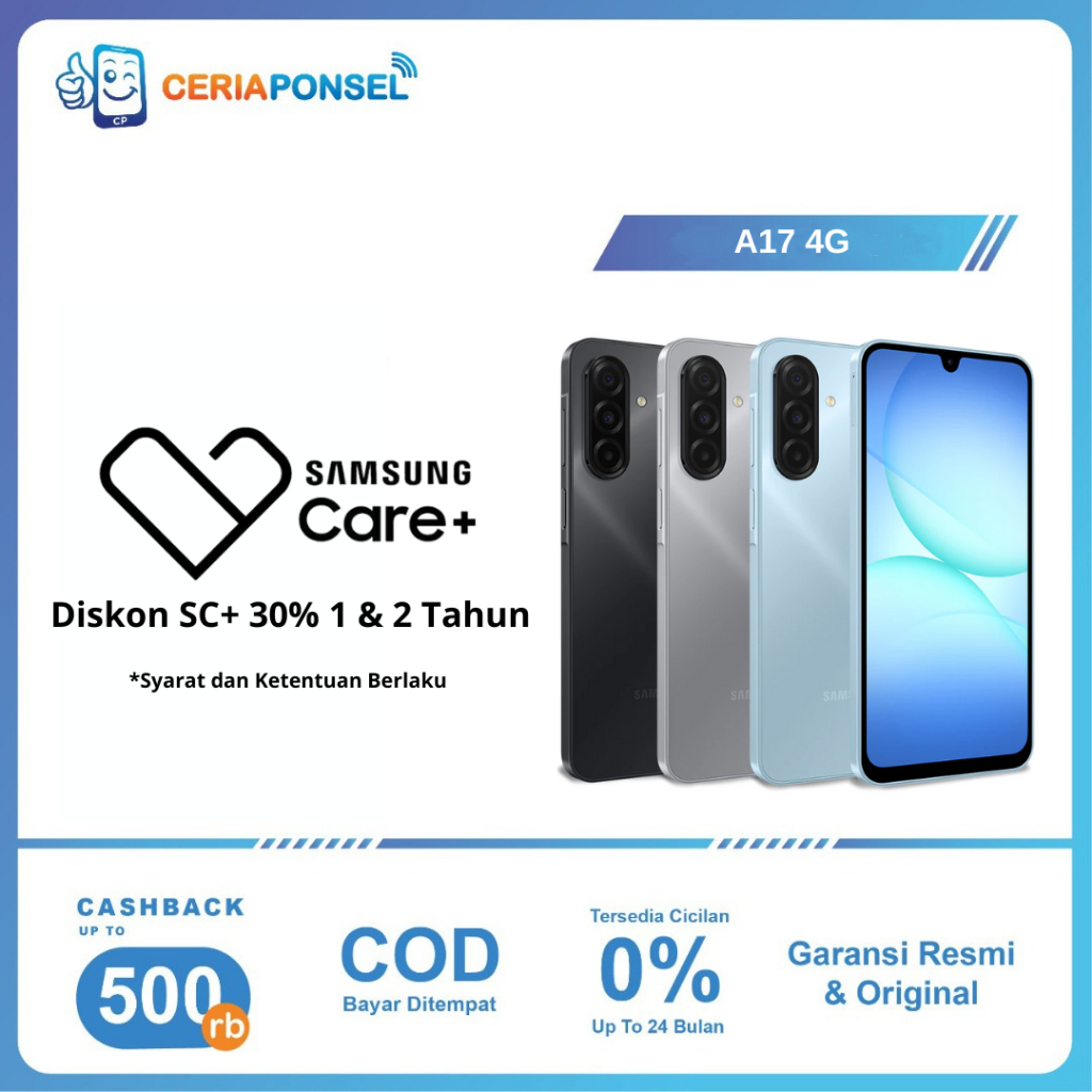 Samsung Galaxy A17 4G 4/128GB & 8/128GB & 8/256GB Helio G99 50MP 5000mAh | Garansi Resmi SEIN 1 Tahu