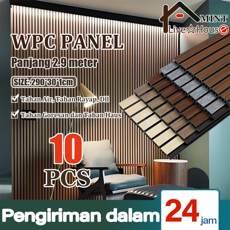 (10pcs) WPC wall panel 290cm*30cm wood panel Anti Rayap Dan Anti Air WPC Wood Panel Wall Panel PVC