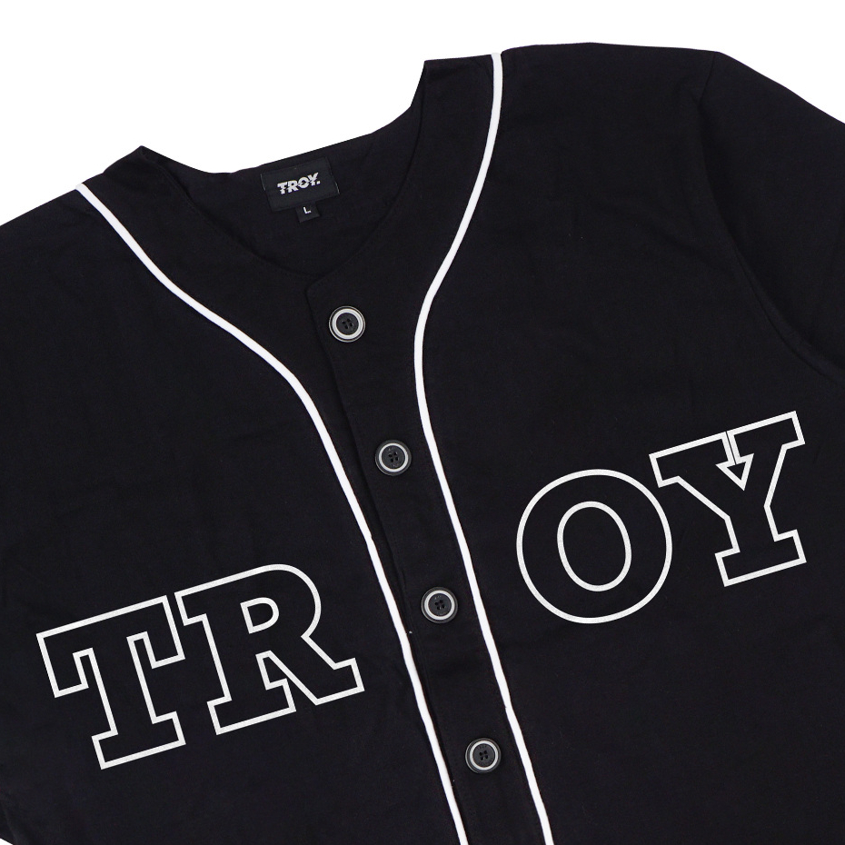 Troy Company Jersey Baseball Tshirt Black College Split - Kaos Jersey Baseball Hitam BT 2637