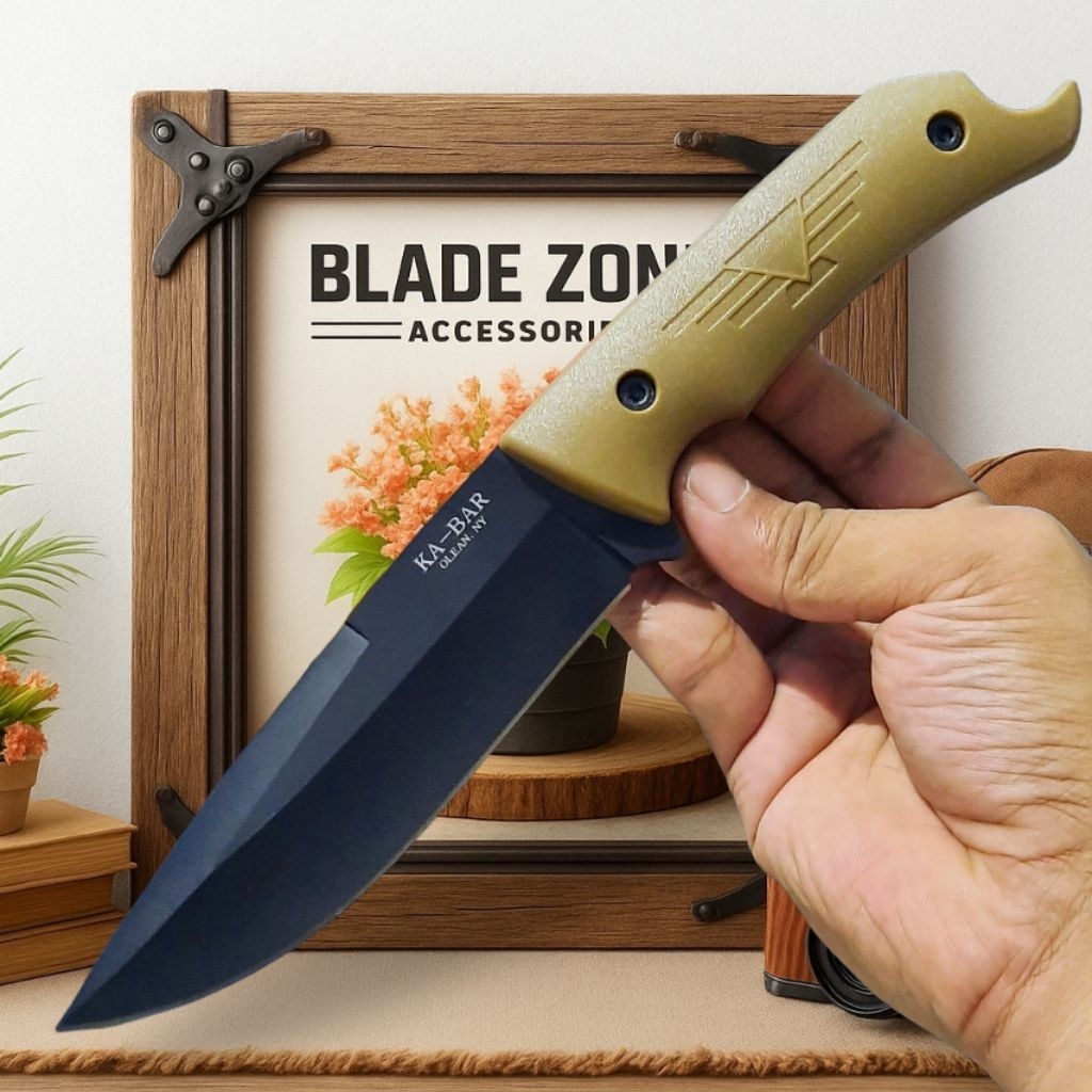 Pisau Survival Outdoor KA-BAR Baja Solid Ergonomis Include Sarung