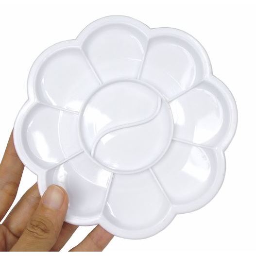 (sda) Palet Lukis Bunga Cat Air Wadah piring palette plastik untuk melukis cet akrilik anak sekolah 