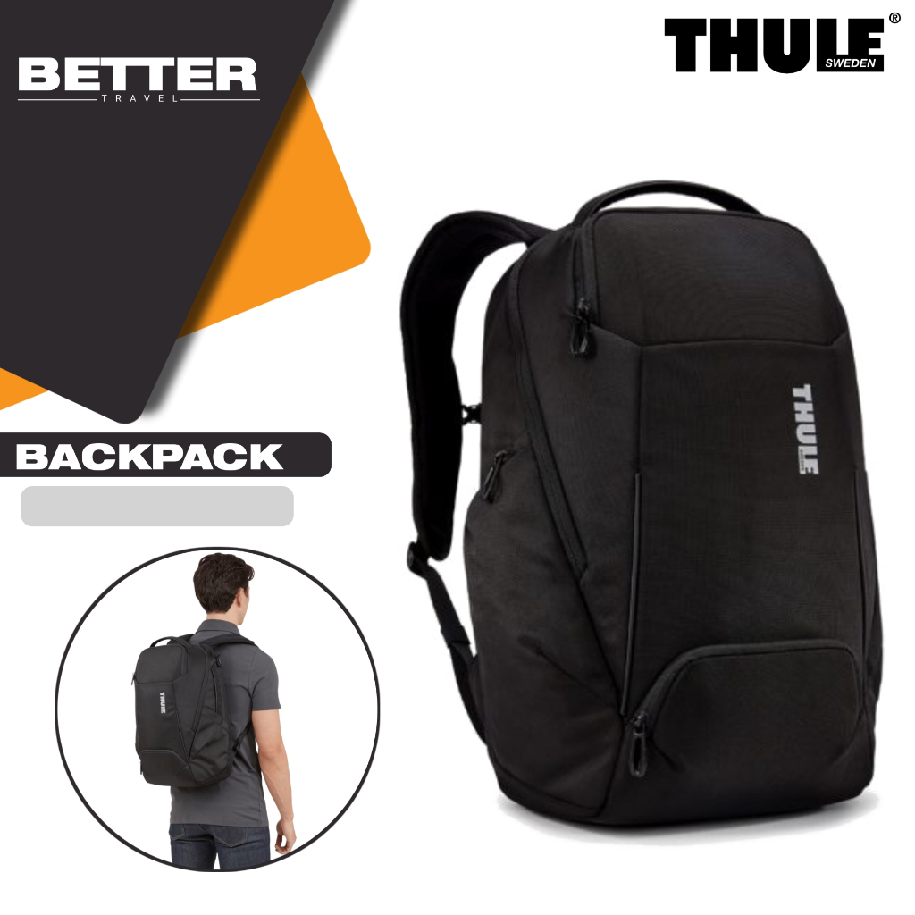 Tas THULE backpack pria ransel travel adventure kasual black daily kasual kantor sekolah laptop 15 i