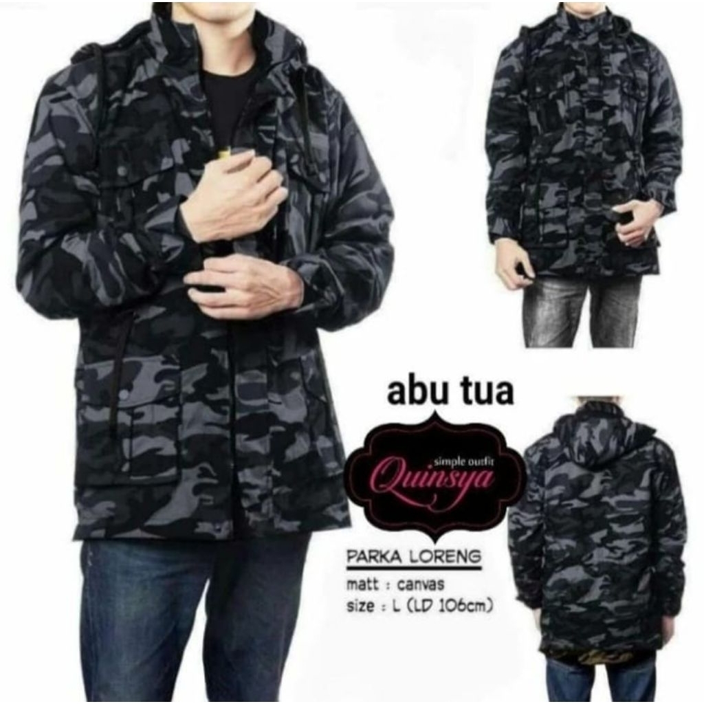 jaket parka loreng/jaket parka cowo/jaket pria/jaket loreng tni