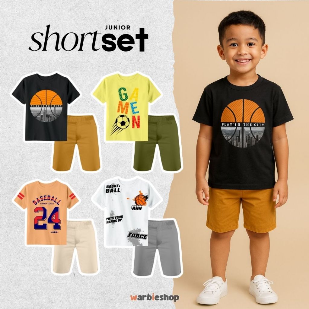 6-8 Thn Hazwa Set Short Syahlan Setelan Pendek Chino Anak Cowok Laki Laki