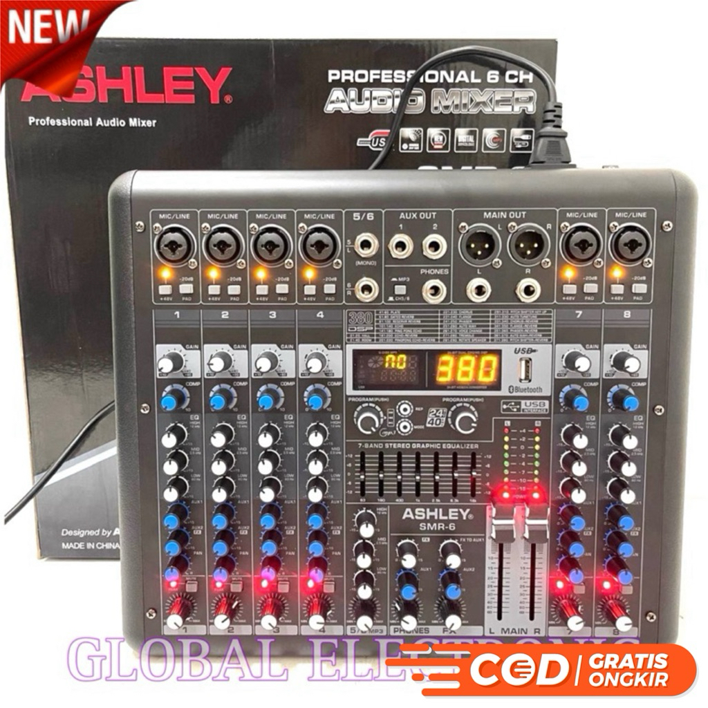 Promo Audio Mixer Ashley SMR 6 Original 6 Channel Original Ashley Bluetooth