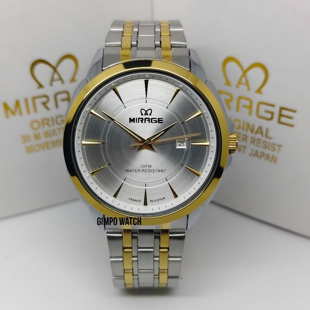 Mirage original jam tangan analog pria water resistant 8833brp-m