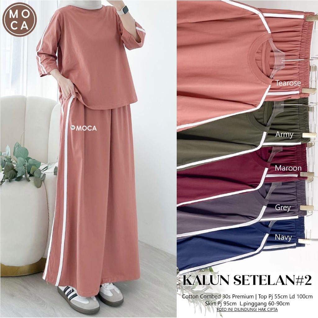 Setelan Baju Sporty Rok Celana Kaos Premium Kalun Mega Set by Signadila